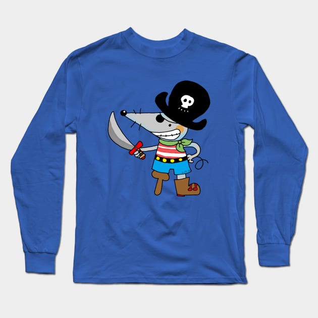 pirate mouse cartoon Long Sleeve T-Shirt by cartoonygifts